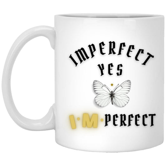 XP8434 11oz White Mug-YES IMPERFECT BUTTERFLY