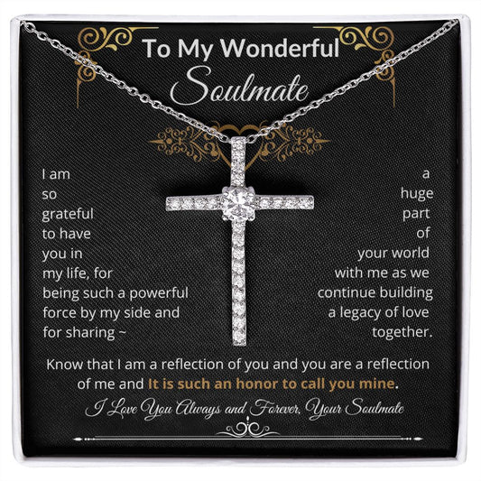 CZ Cross Necklace - To My Soulmate - HEARTBB