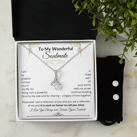 Alluring Beauty Necklace/Earring Set - To My Soulmate - Heart